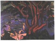 Ernst Ludwig Kirchner red tree on the beach France oil painting artist
